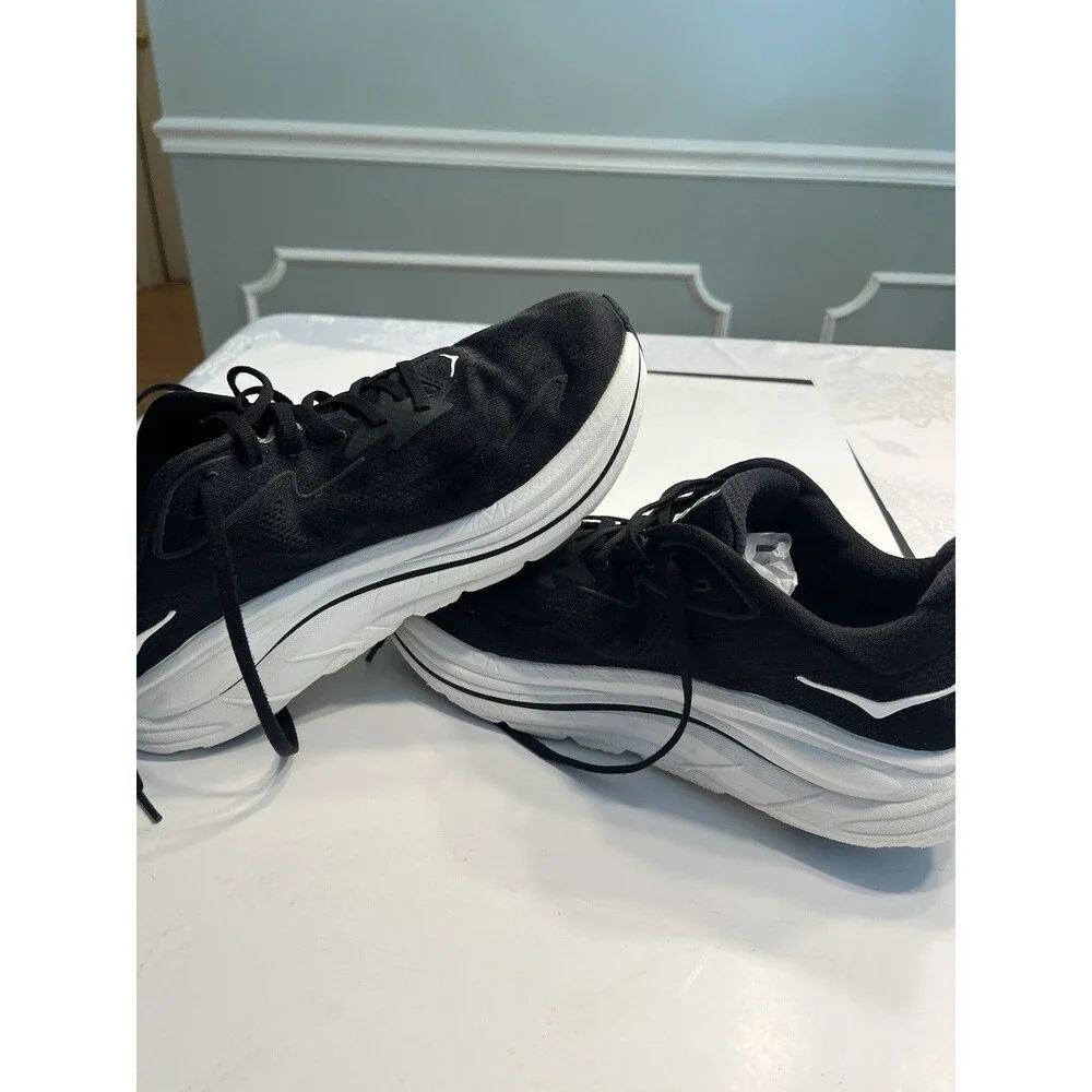 HOKA Clifton 10 Black White Mesh Sneakers Men’s Sz 10 Wide Running Gym Training